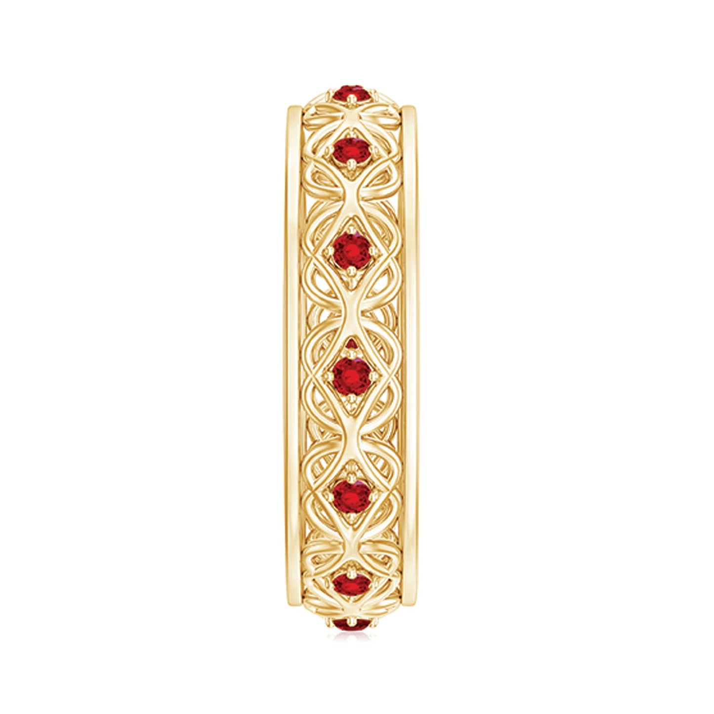 Vintage Style Lab Created Ruby Celtic Wedding Band with Certificate