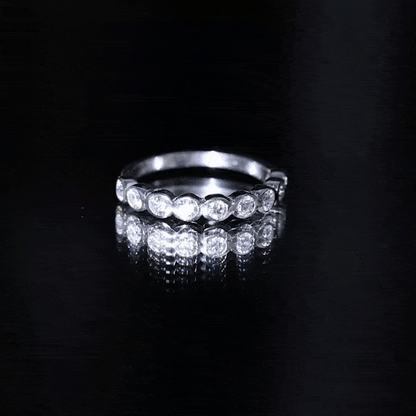 Bezel Set Moissanite Half Eternity Band Ring