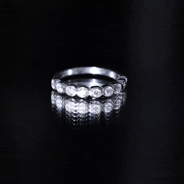 Bezel Set Moissanite Half Eternity Band Ring