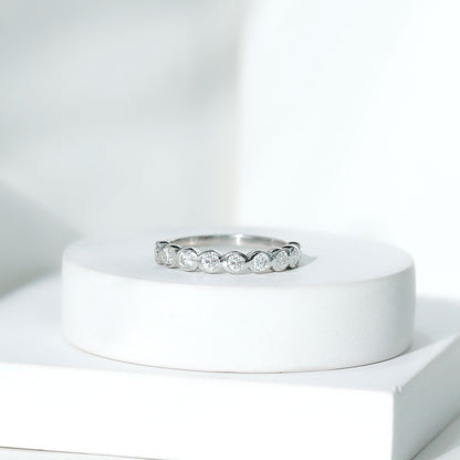 Bezel Set Moissanite Half Eternity Band Ring