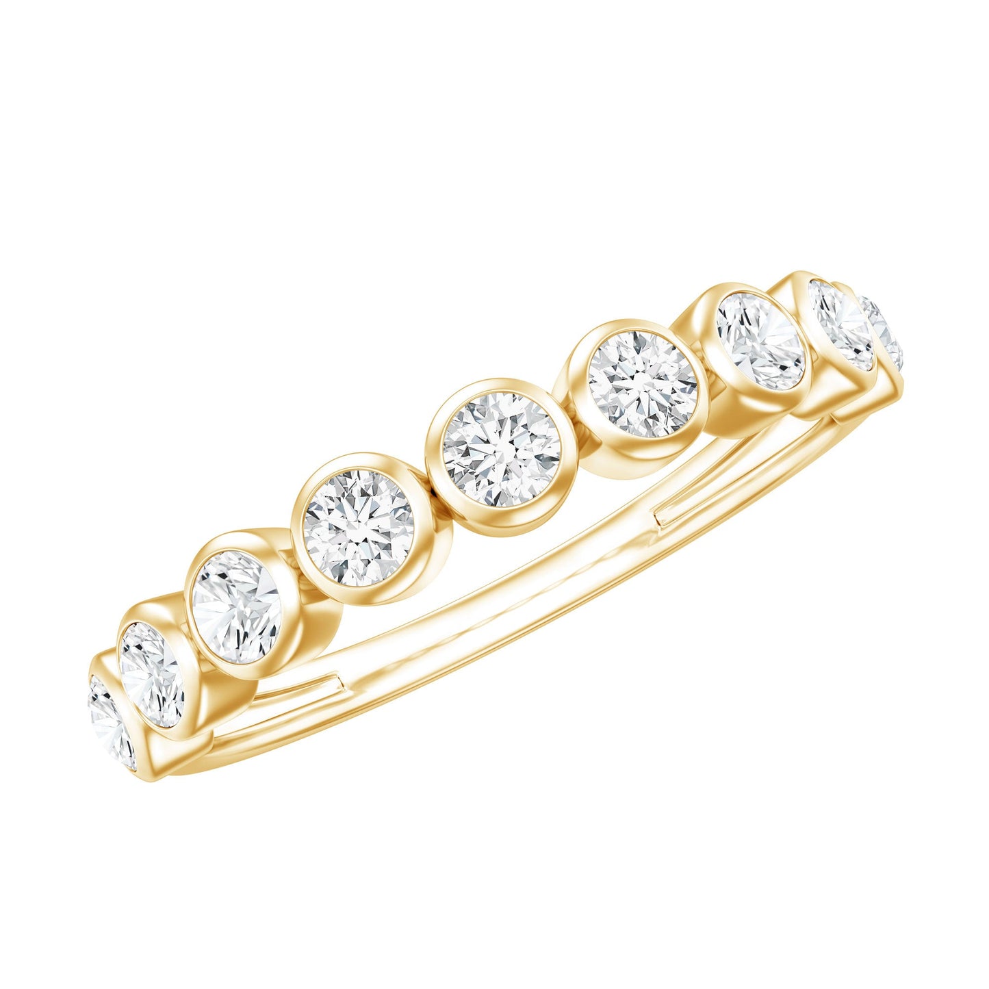 Bezel Set Moissanite Half Eternity Band Ring