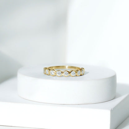 Bezel Set Moissanite Half Eternity Band Ring