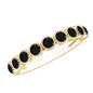 Beaded Bezel Set Black Onyx Half Eternity Wedding Band