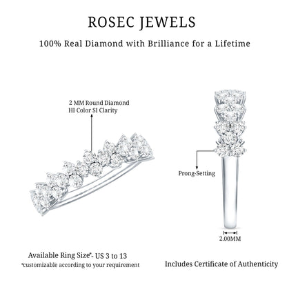 Natural Diamond Half Eternity Wedding Band with Certificate