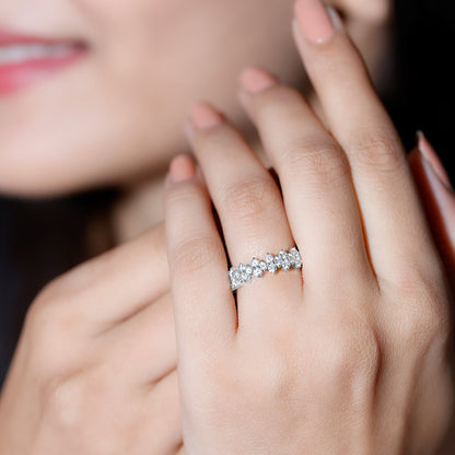 Natural Diamond Half Eternity Wedding Band with Certificate