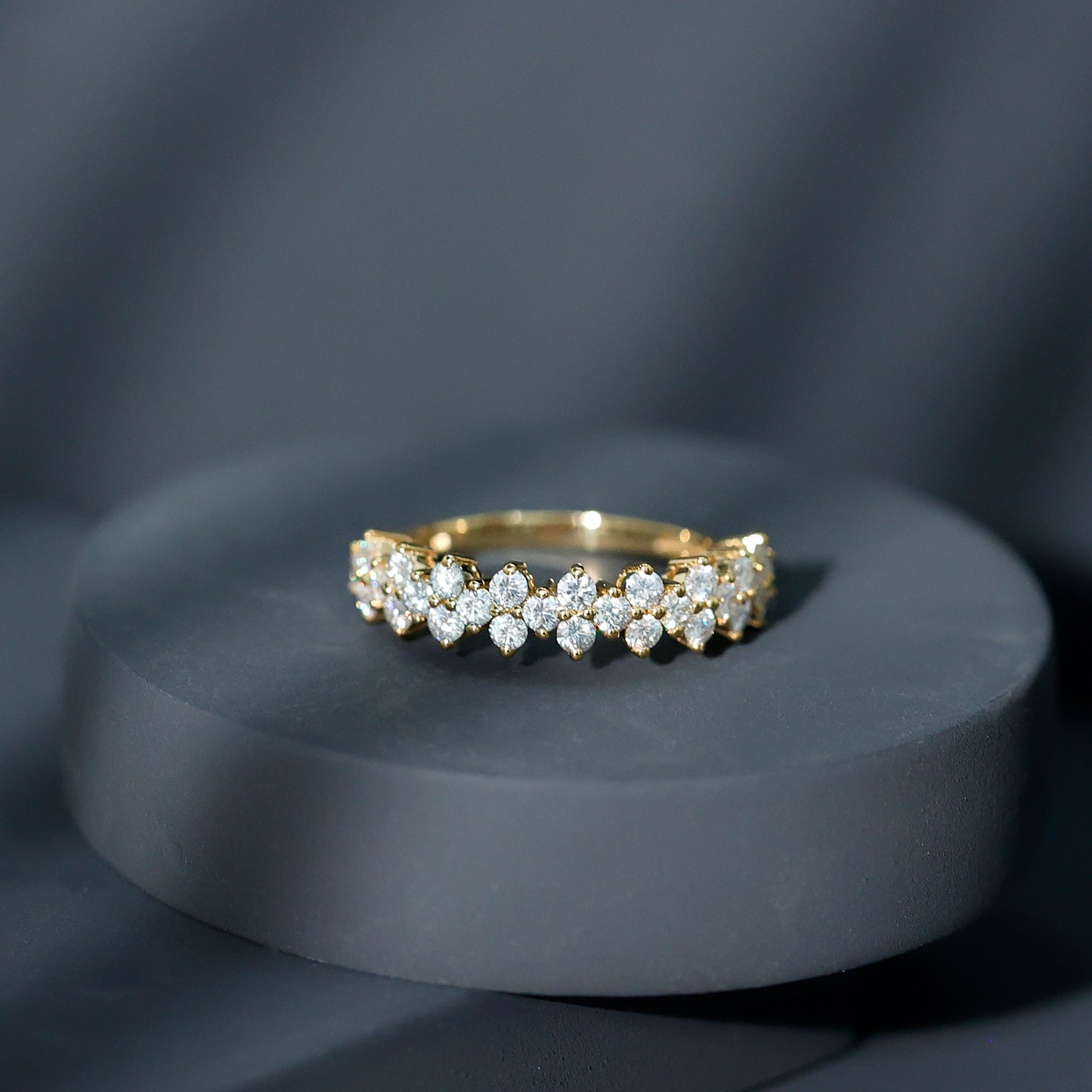 Natural Diamond Half Eternity Wedding Band with Certificate