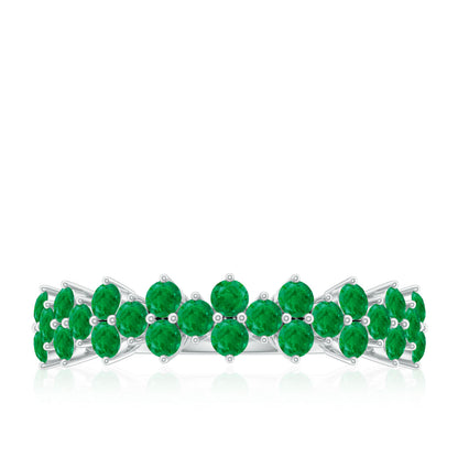 Certified Real Emerald Half Eternity Anniversary Ring