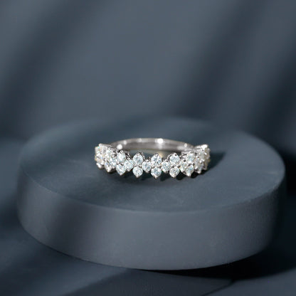 Round Moissanite Cluster Eternity Wedding Band