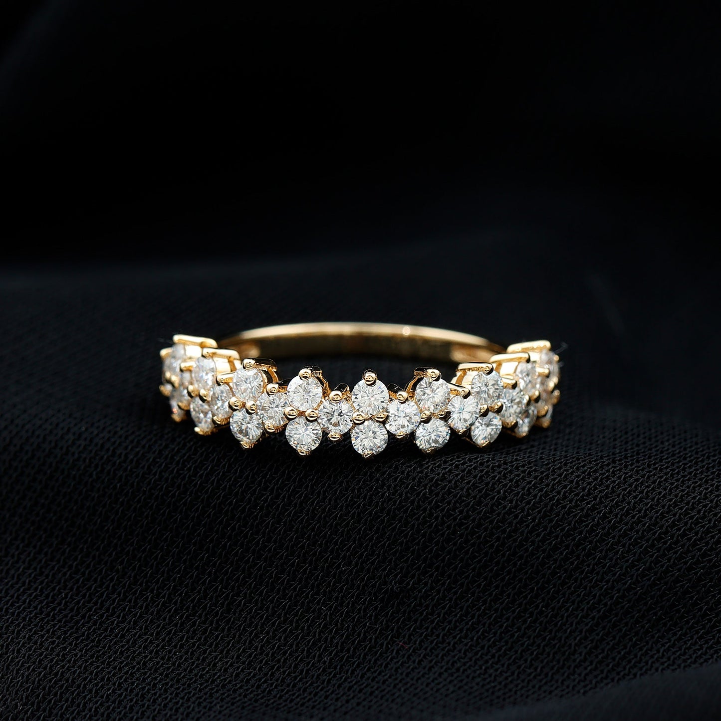 Round Moissanite Cluster Eternity Wedding Band