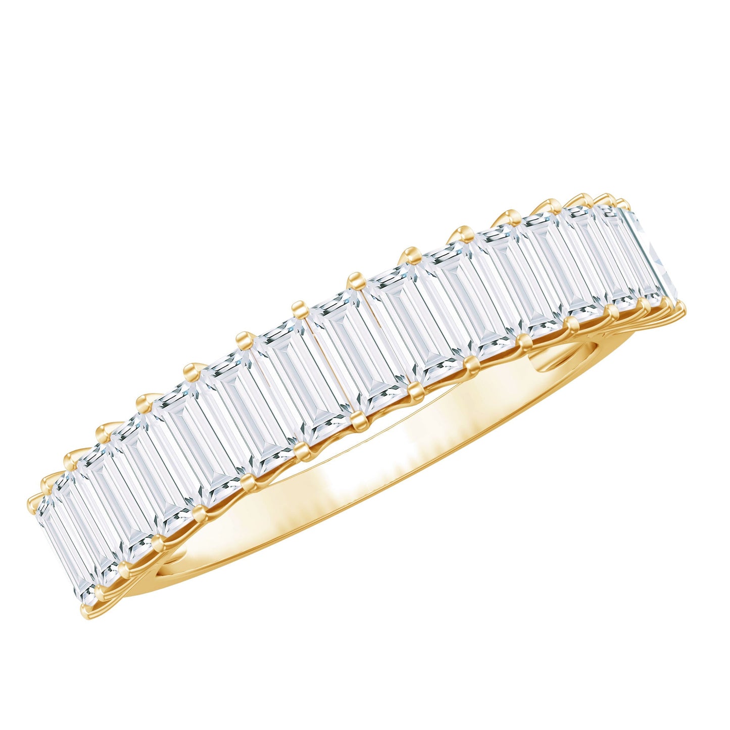 Baguette Cut Certified Moissanite Half Eternity Band Ring
