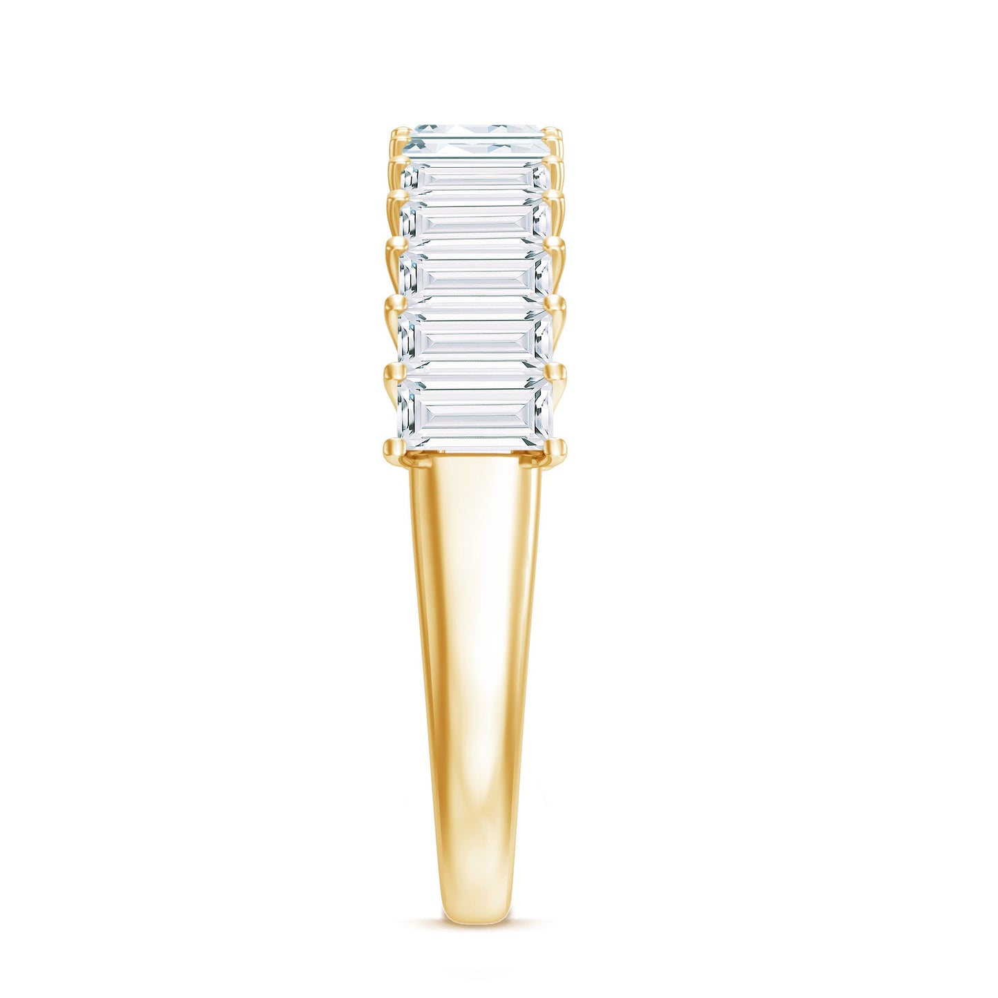 Baguette Cut Certified Moissanite Half Eternity Band Ring