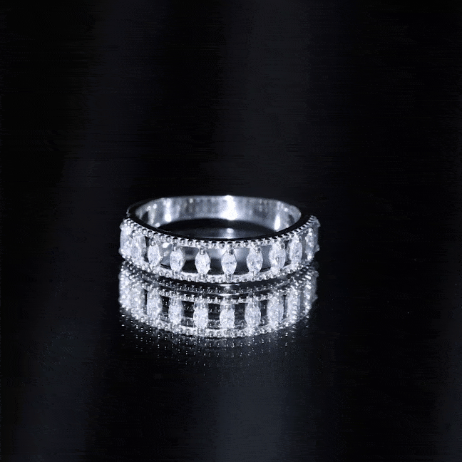 Marquise Moissanite Half Eternity Band Ring