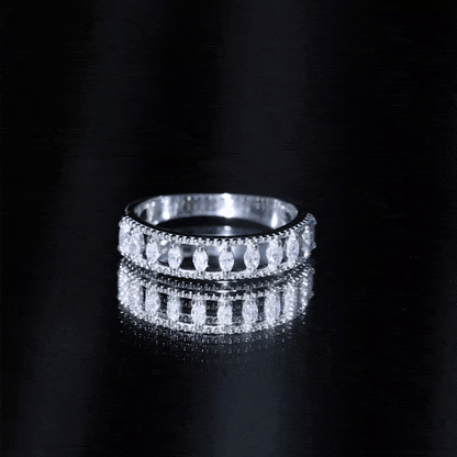 Marquise Moissanite Half Eternity Band Ring