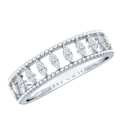 Marquise Moissanite Half Eternity Band Ring