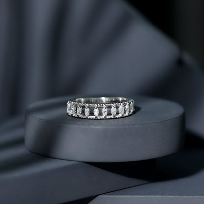 Marquise Moissanite Half Eternity Band Ring