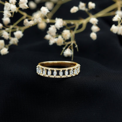 Marquise Moissanite Half Eternity Band Ring