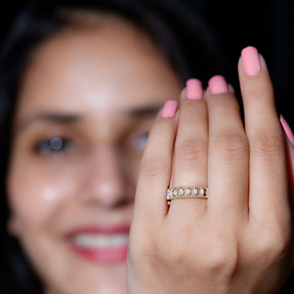 Marquise Moissanite Half Eternity Band Ring