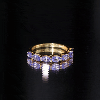 Oval Shape Tanzanite East West Eternity Band Ring
