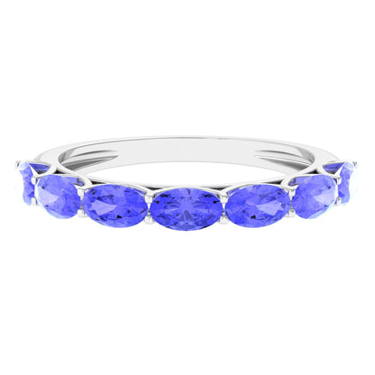 Oval Shape Tanzanite East West Eternity Band Ring