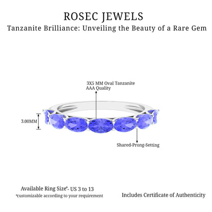 Oval Shape Tanzanite East West Eternity Band Ring