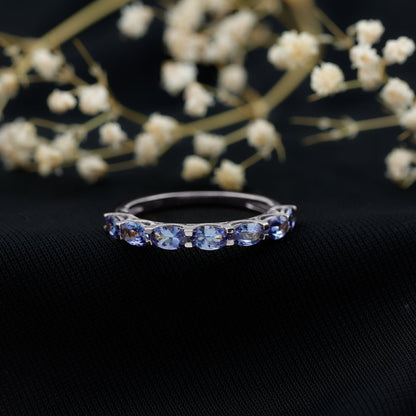 Oval Shape Tanzanite East West Eternity Band Ring