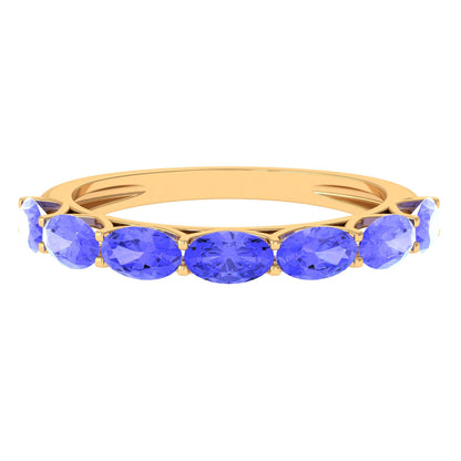 Oval Shape Tanzanite East West Eternity Band Ring