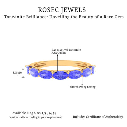 Oval Shape Tanzanite East West Eternity Band Ring