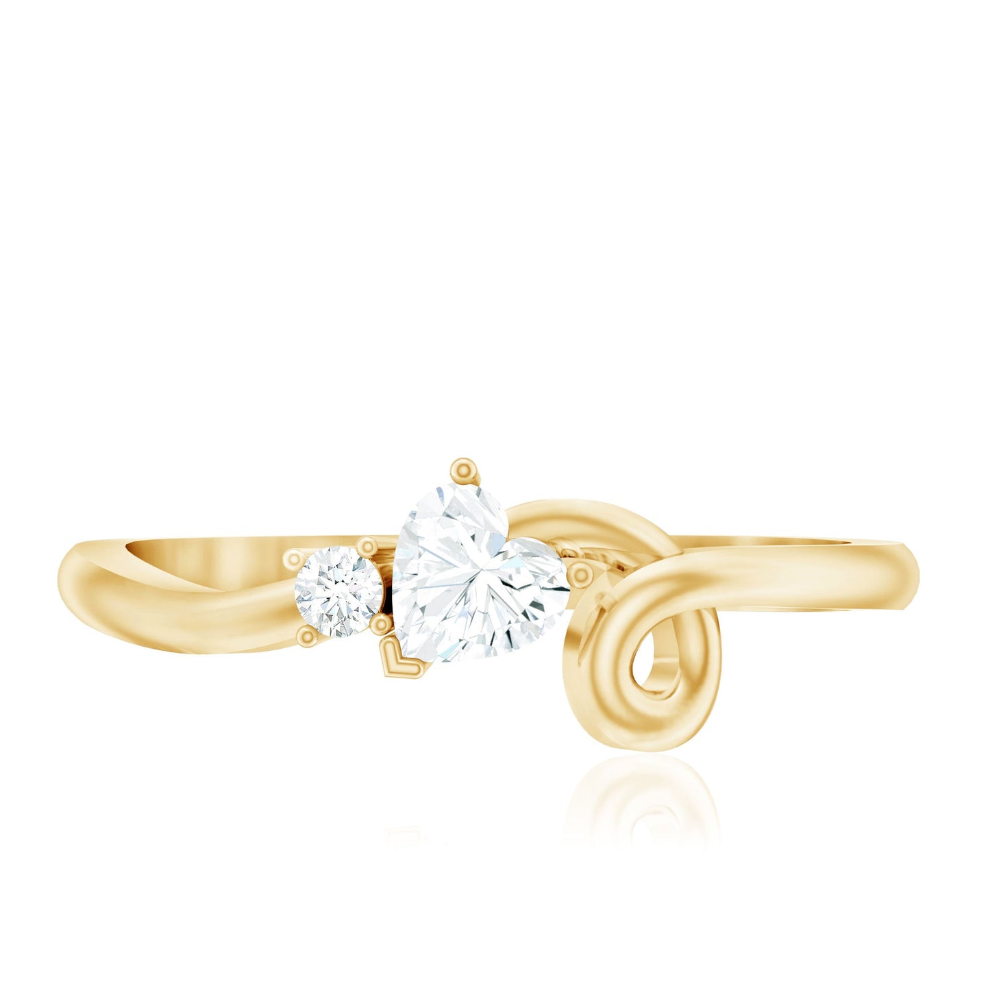 Certified Moissanite Heart Promise Ring with Twisted Shank