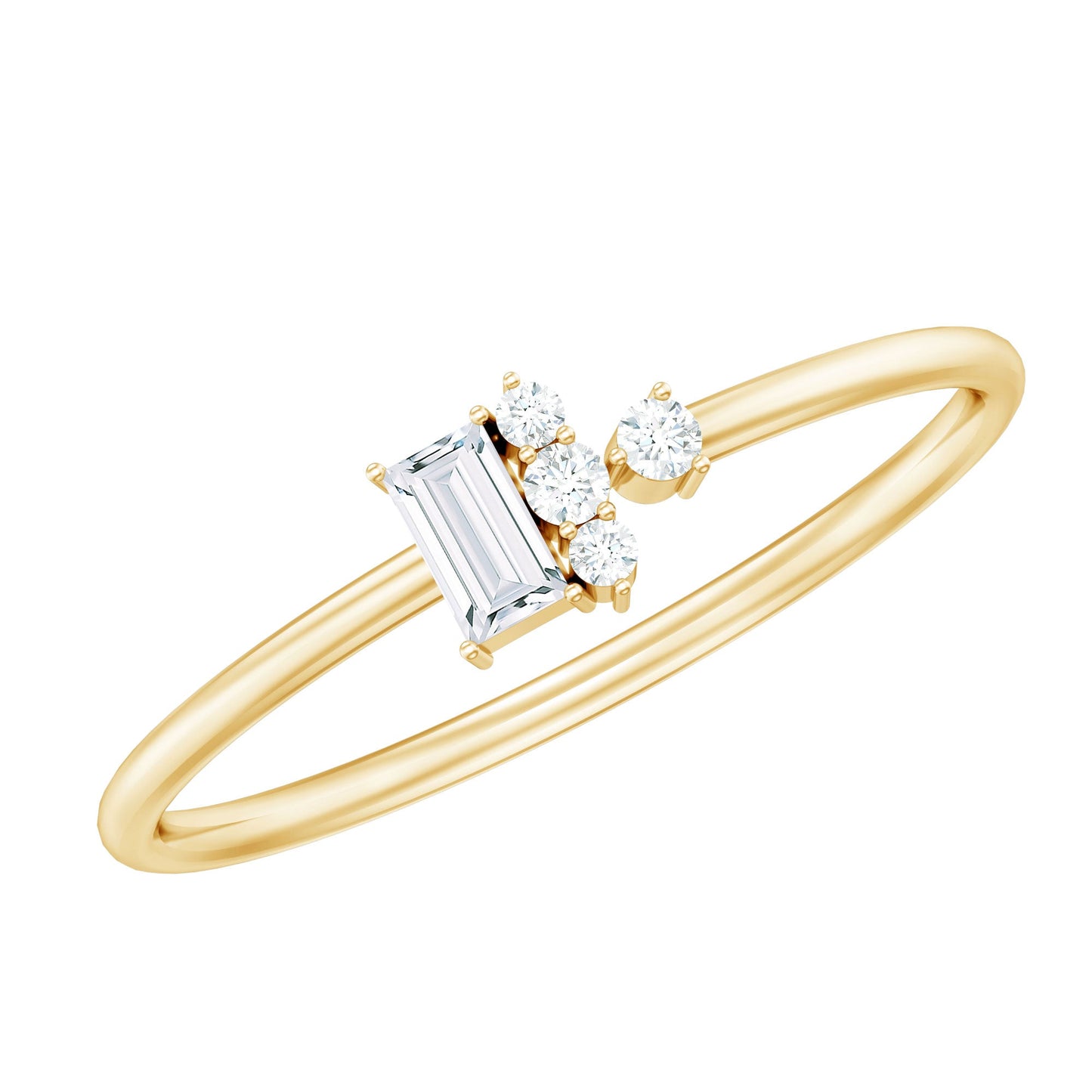 Dainty Promise Ring with Baguette and Round Moissanite