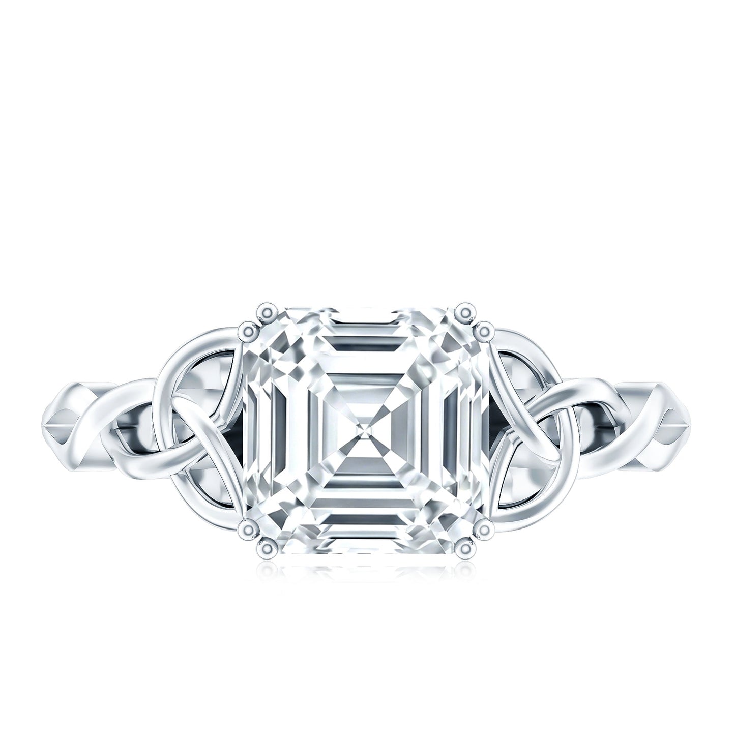Asscher Cut 3 Carat Moissanite Celtic Knot Engagement Ring