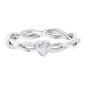 Certified Real Diamond Heart Promise Ring with Braided Shank
