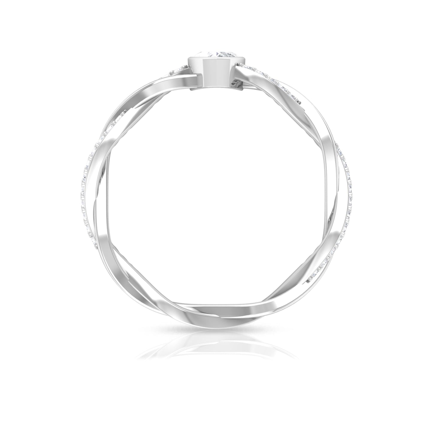 Certified Real Diamond Heart Promise Ring with Braided Shank