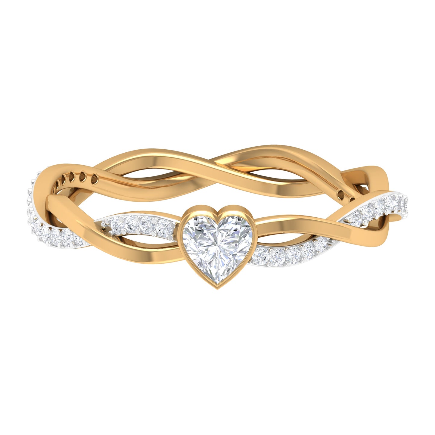 Certified Real Diamond Heart Promise Ring with Braided Shank