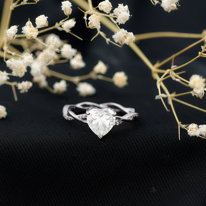 Solitaire Heart Shape Moissanite Braided Engagement Ring