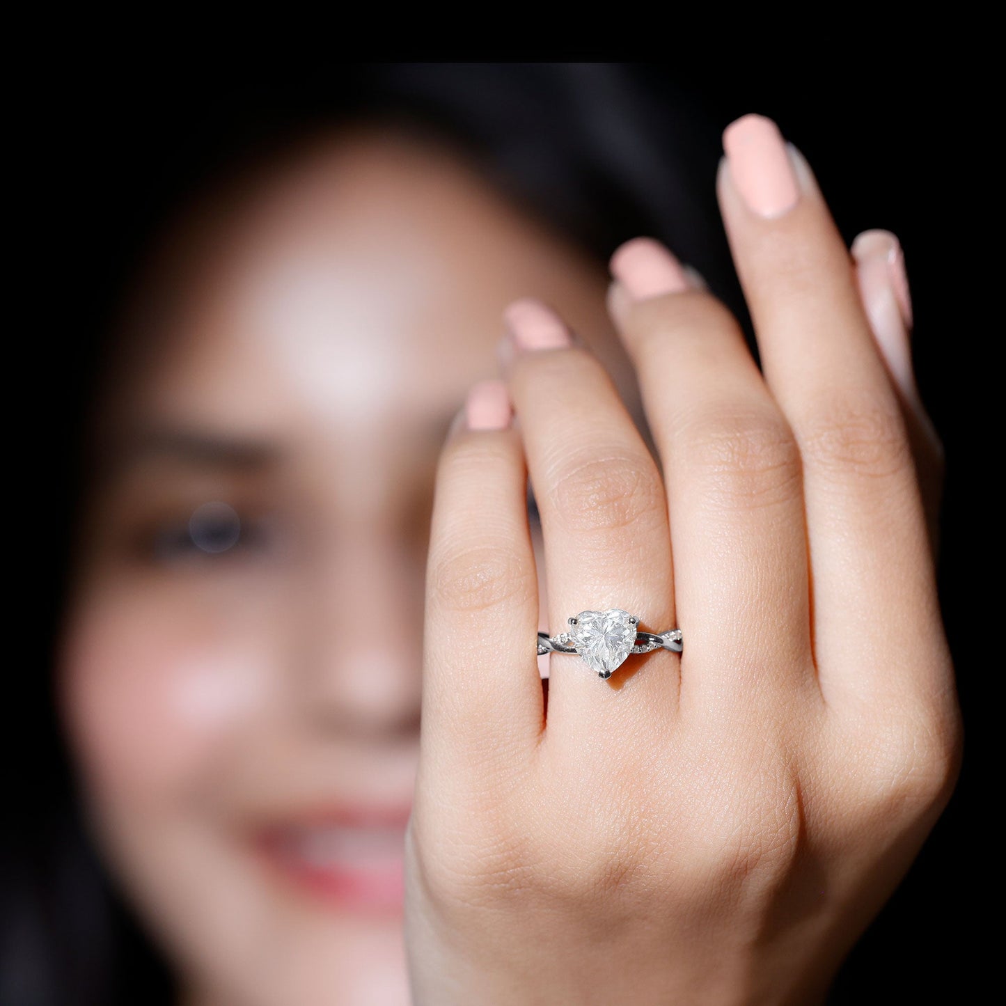 Solitaire Heart Shape Moissanite Braided Engagement Ring