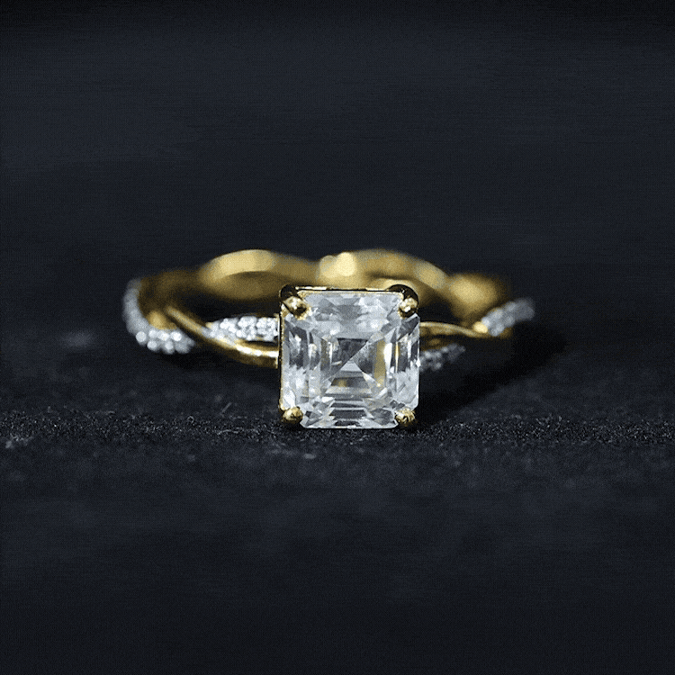 Solitaire Moissanite Asscher Cut Engagement Ring