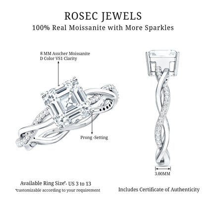 Solitaire Moissanite Asscher Cut Engagement Ring