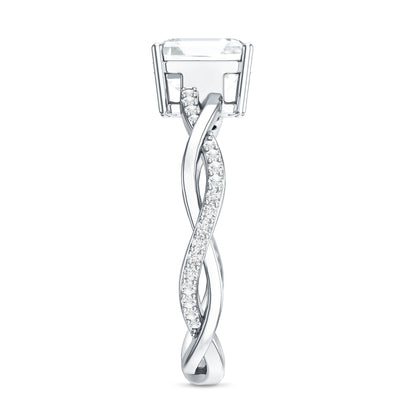 Solitaire Moissanite Asscher Cut Engagement Ring