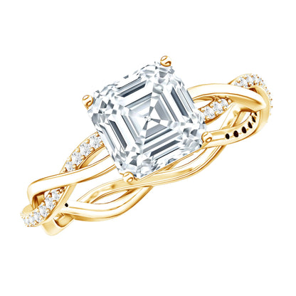 Solitaire Moissanite Asscher Cut Engagement Ring