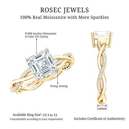 Solitaire Moissanite Asscher Cut Engagement Ring