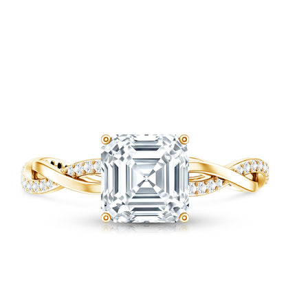 Solitaire Moissanite Asscher Cut Engagement Ring