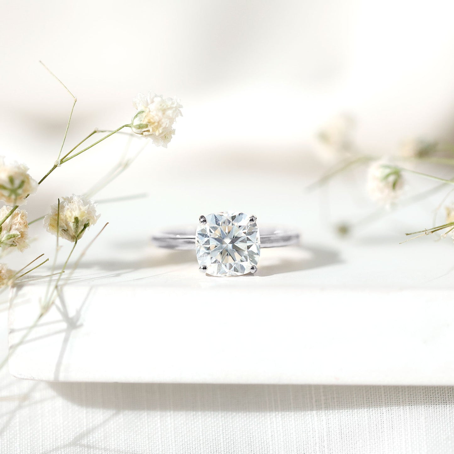 3 CT Cushion Cut Certified Moissanite Solitaire Engagement Ring