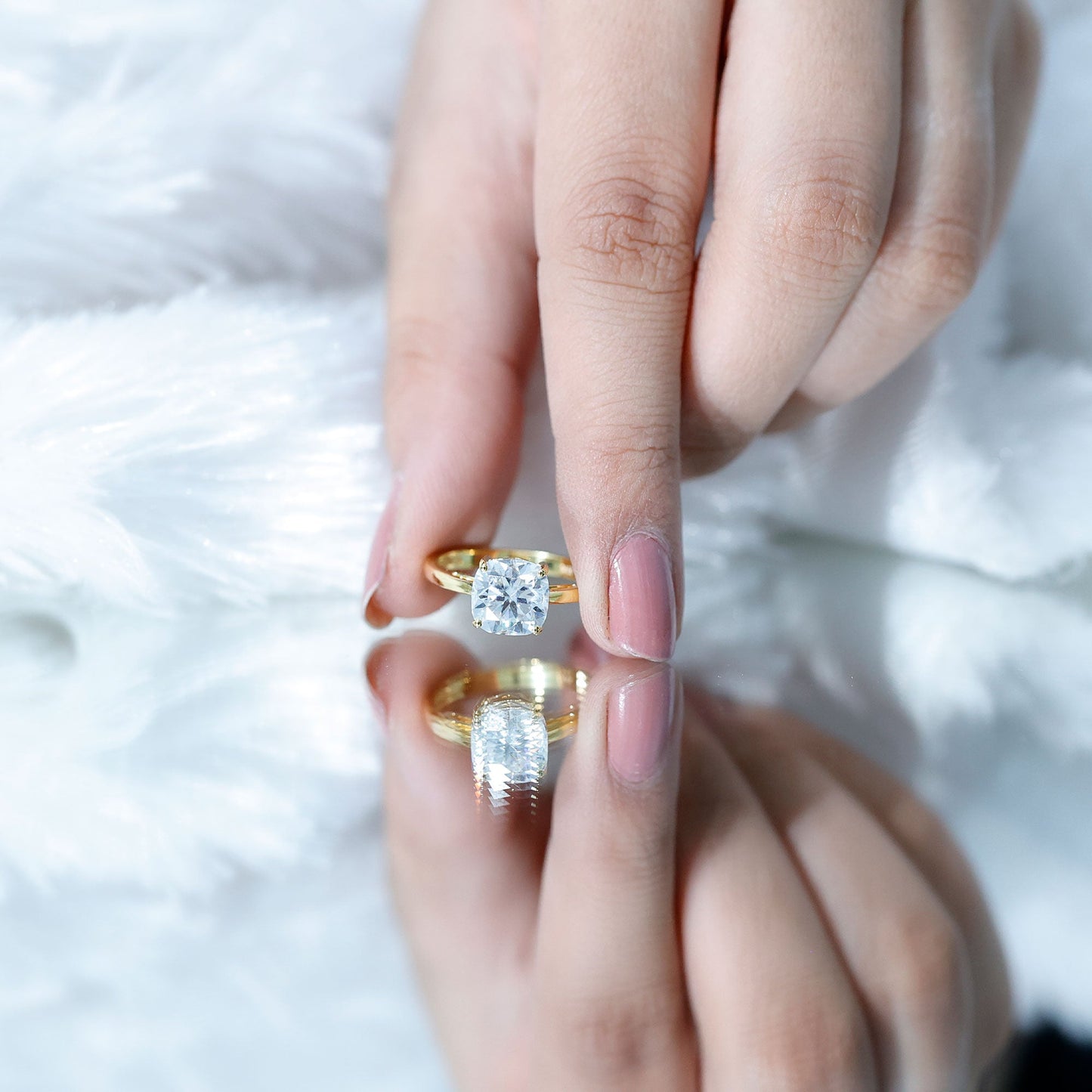 3 CT Cushion Cut Certified Moissanite Solitaire Engagement Ring