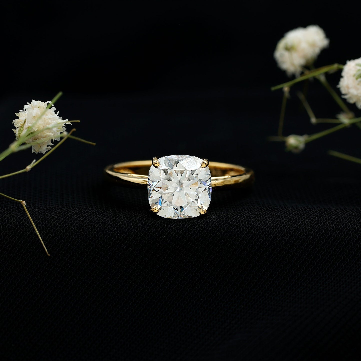 3 CT Cushion Cut Certified Moissanite Solitaire Engagement Ring