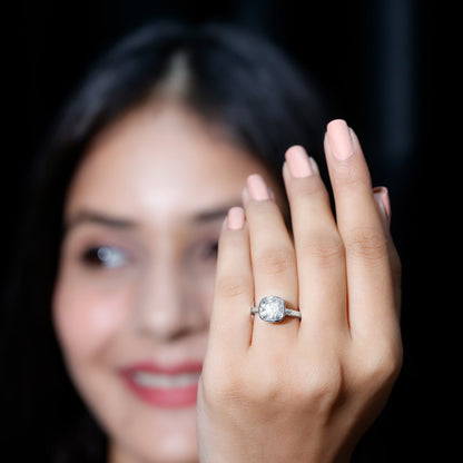 Bezel Set Cushion Cut Moissanite Solitaire Engagement Ring