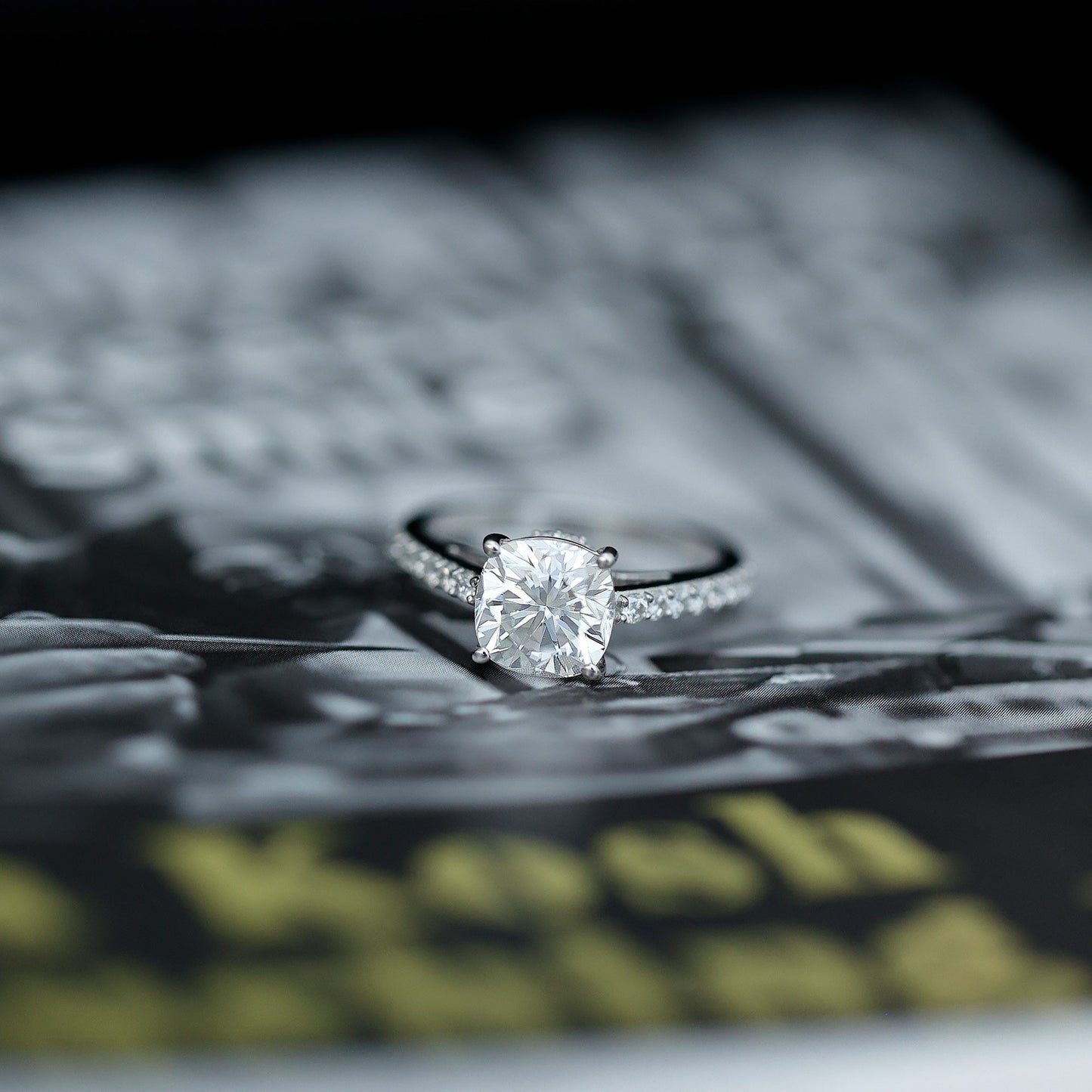 3 CT Cushion Cut Moissanite Solitaire Engagement Ring