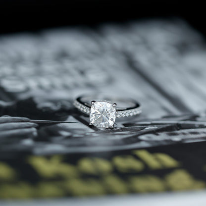 3 CT Cushion Cut Moissanite Solitaire Engagement Ring