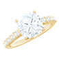 Solitaire Moissanite Cushion Cut Engagement Ring with Side Stones