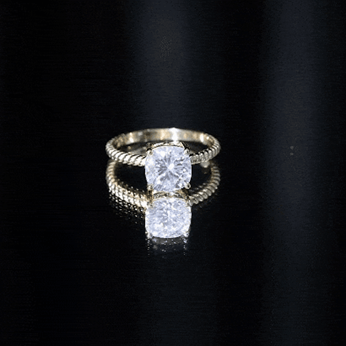 3 CT Certified Moissanite Cushion Cut Engagement Ring
