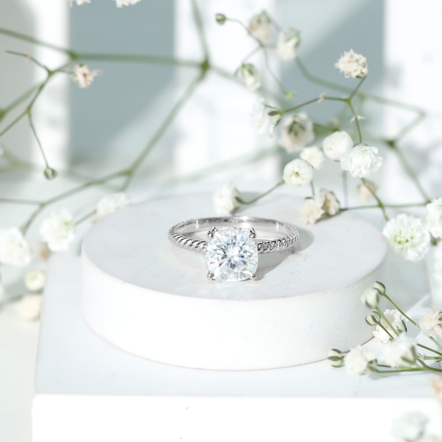 3 CT Certified Moissanite Cushion Cut Engagement Ring
